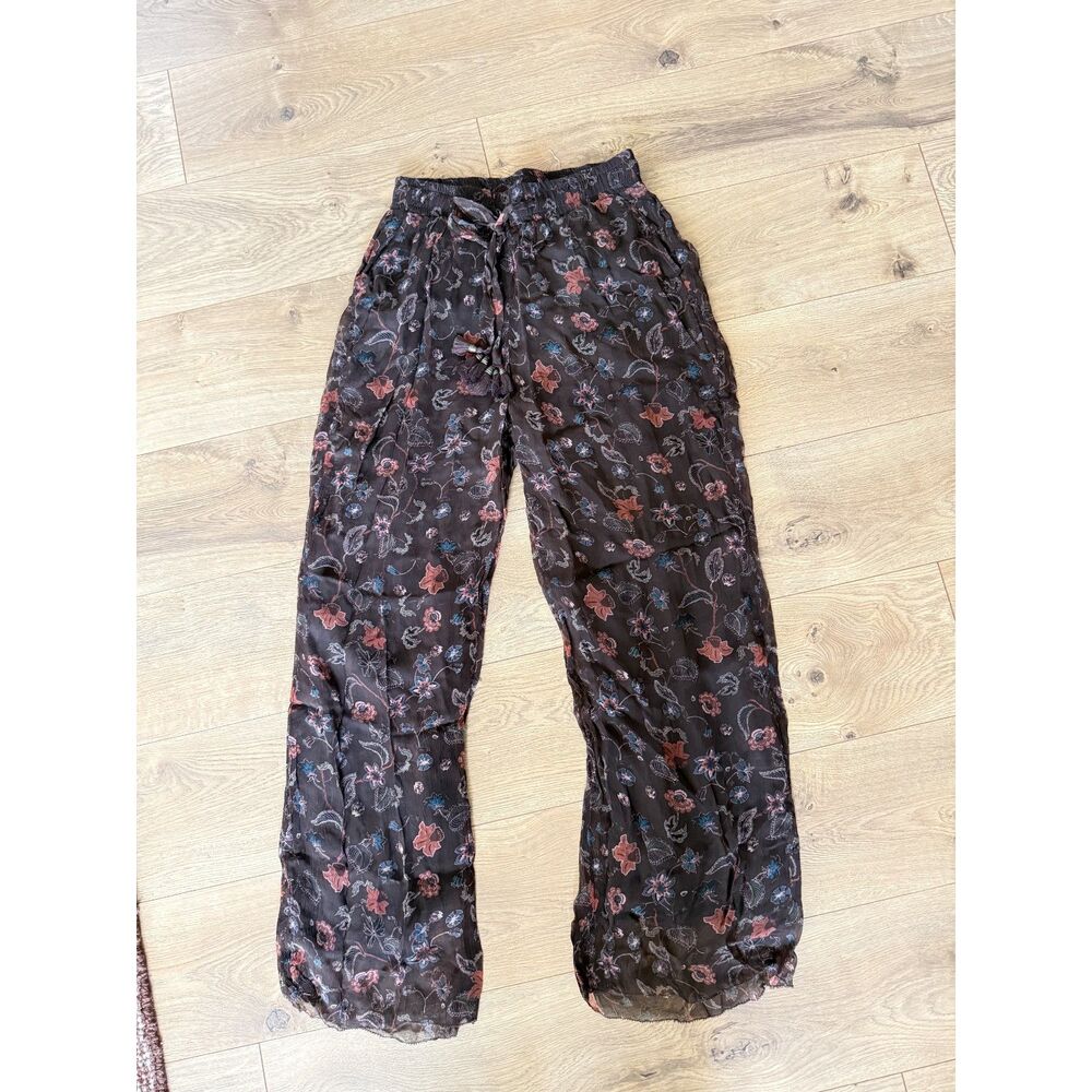 SUNDANCE L Misha Wide Leg Flowy pant boho lagenlook Floral Printed wide leg